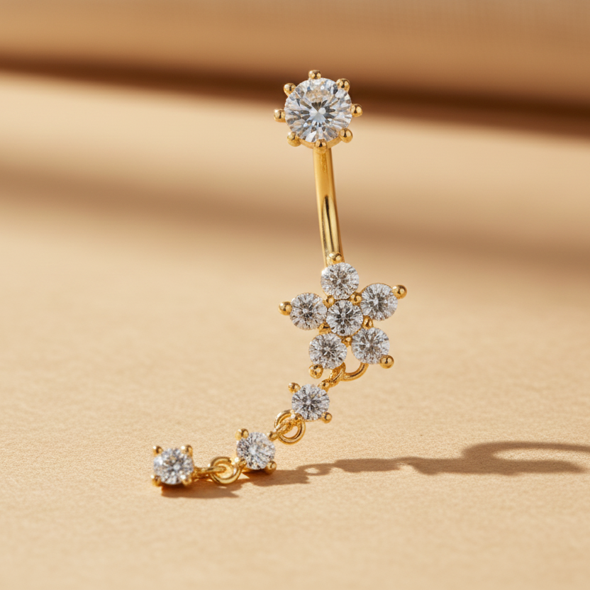 Bauchnabelpiercing mit Wasser