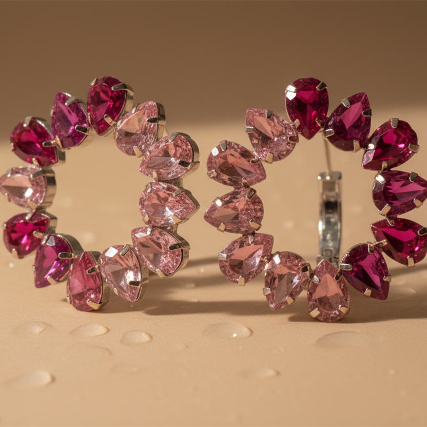 Kristall-Creolen mit Wasser